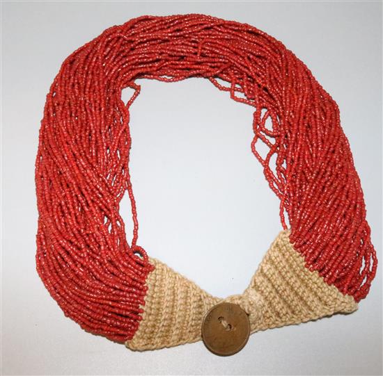 Indian coral bead necklace(-)